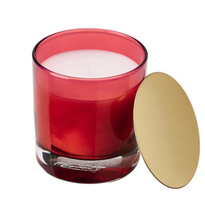 Amber glass candle jar with metal lid | candle jar manufacturer
