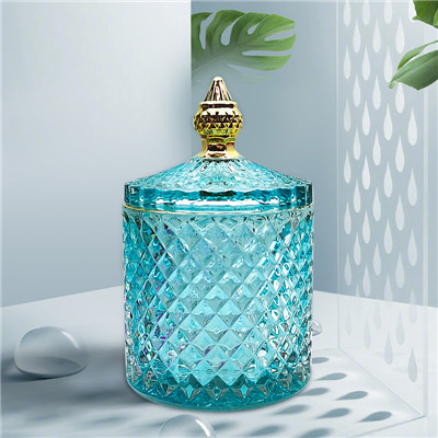 Glass colorful candle jars with lid (5)