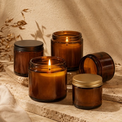 Amber Glass Candle Jars
