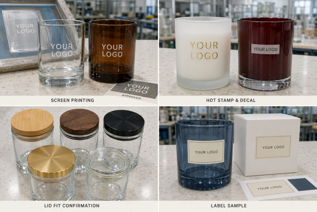 Candle jar logo printing and accessory customization process