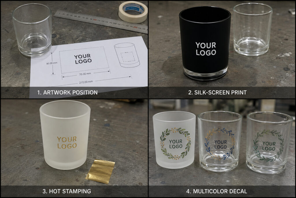 Candle jar logo printing and decoration options