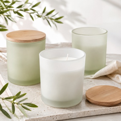 Frosted Glass Candle Jars
